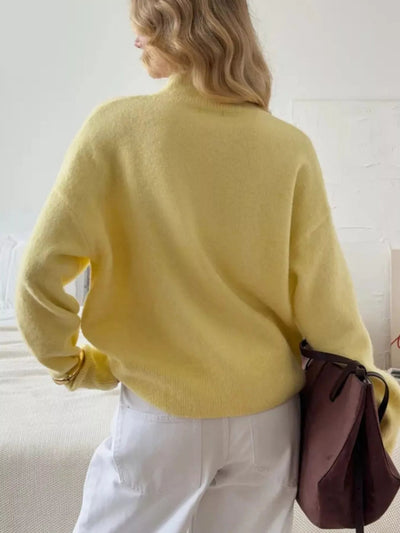 Mock Neck Dropped Shoulder Sweater - Your Second Look