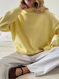 Mock Neck Dropped Shoulder Sweater - Your Second Look
