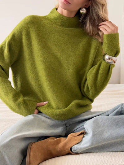 Mock Neck Dropped Shoulder Sweater - Your Second Look