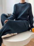 Mock Neck Raglan Sleeve Top and Pants Sweater Set - Your Second Look