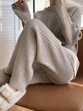 Mock Neck Raglan Sleeve Top and Pants Sweater Set - Your Second Look