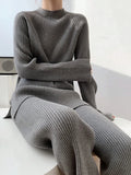 Mock Neck Raglan Sleeve Top and Pants Sweater Set - Your Second Look
