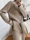 Mock Neck Raglan Sleeve Top and Pants Sweater Set - Your Second Look