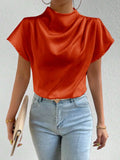 Mock Neck Short Sleeve Blouse - Your Second Look