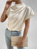 Mock Neck Short Sleeve Blouse - Your Second Look