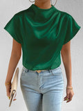 Mock Neck Short Sleeve Blouse - Your Second Look