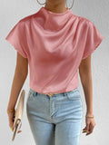 Mock Neck Short Sleeve Blouse - Your Second Look