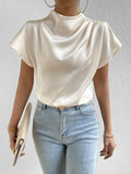 Mock Neck Short Sleeve Blouse - Your Second Look