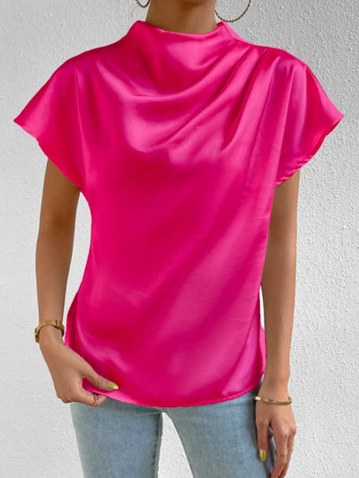 Mock Neck Short Sleeve Blouse - Your Second Look