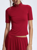 Mock Neck Short Sleeve Top and Pants Set - Your Second Look
