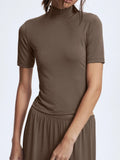 Mock Neck Short Sleeve Top and Pants Set - Your Second Look