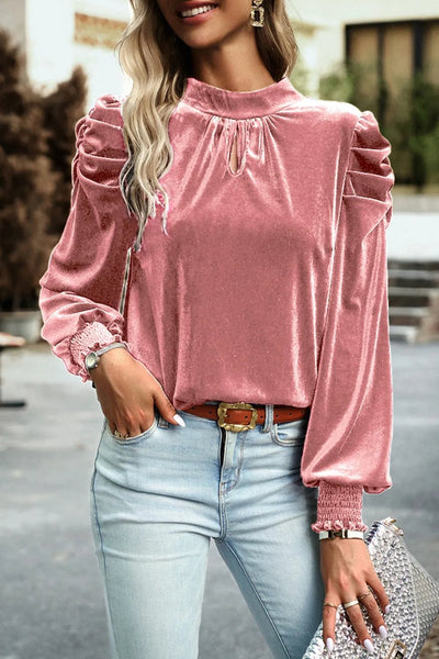 Mock Neck Velvet Blouse - Your Second Look