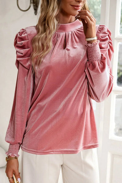 Mock Neck Velvet Blouse - Your Second Look