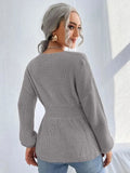 Notched Dropped Shoulder Knit Top - Your Second Look