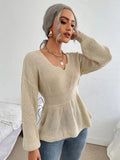 Notched Dropped Shoulder Knit Top - Your Second Look