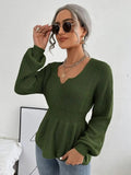 Notched Dropped Shoulder Knit Top - Your Second Look
