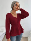 Notched Dropped Shoulder Knit Top - Your Second Look