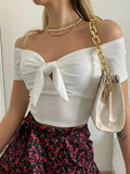 Off - Shoulder Bow - Tie Crop Top - Your Second Look