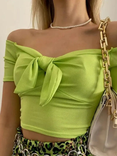 Off - Shoulder Bow - Tie Crop Top - Your Second Look