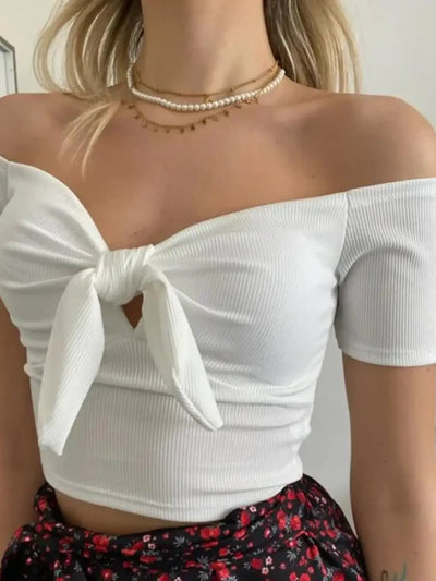 Off - Shoulder Bow - Tie Crop Top - Your Second Look