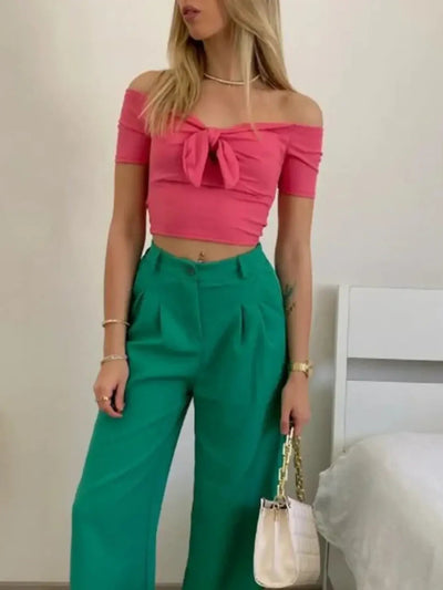 Off - Shoulder Bow - Tie Crop Top - Your Second Look