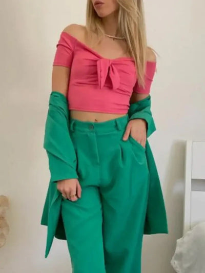 Off - Shoulder Bow - Tie Crop Top - Your Second Look