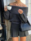 Off - Shoulder Ribbed Sweater - Your Second Look