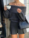 Off - Shoulder Ribbed Sweater - Your Second Look