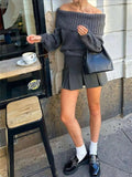 Off - Shoulder Ribbed Sweater - Your Second Look