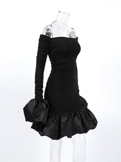 Off - Shoulder Ruffle Hem Mini Dress - Your Second Look