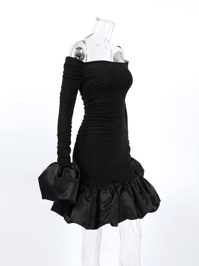 Off - Shoulder Ruffle Hem Mini Dress - Your Second Look