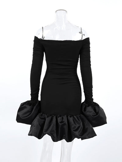 Off - Shoulder Ruffle Hem Mini Dress - Your Second Look