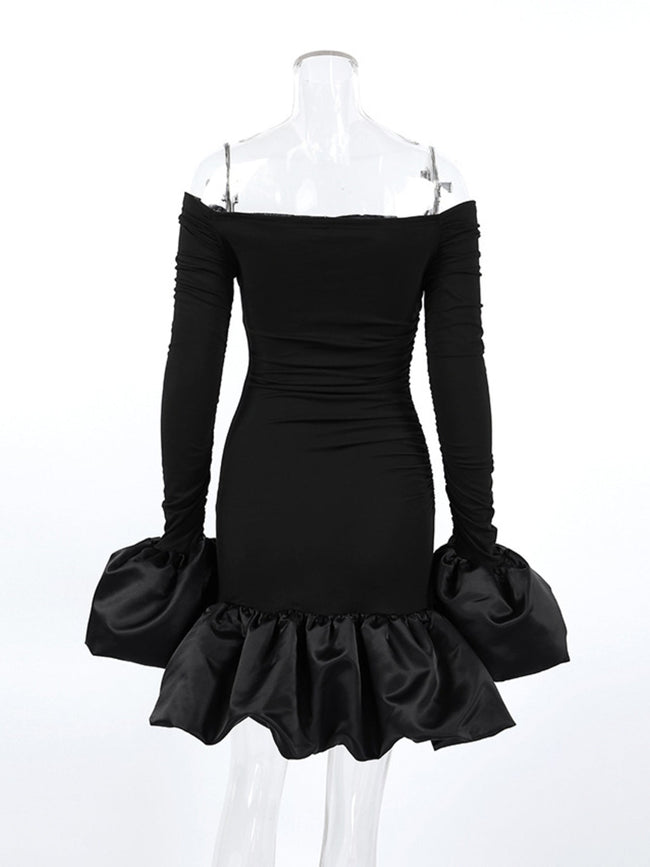 Off - Shoulder Ruffle Hem Mini Dress - Your Second Look