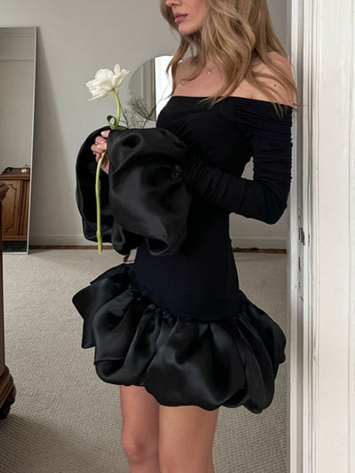 Off - Shoulder Ruffle Hem Mini Dress - Your Second Look