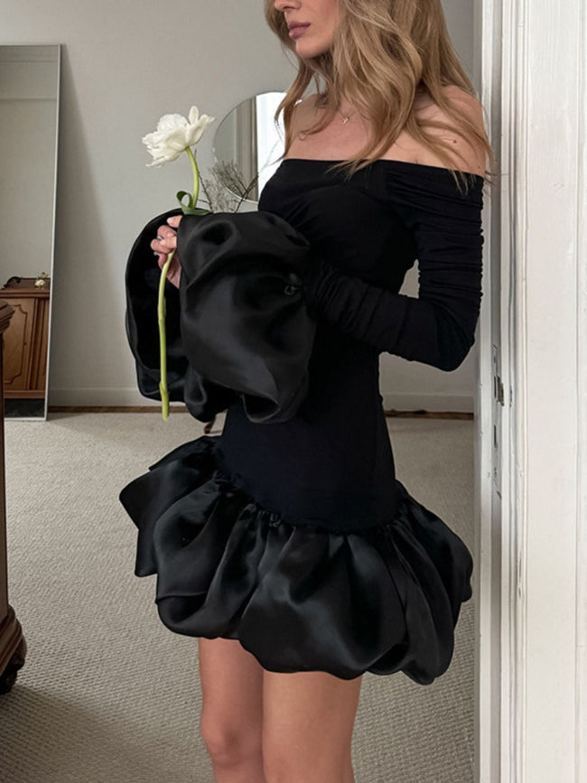 Off - Shoulder Ruffle Hem Mini Dress - Your Second Look
