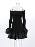 Off - Shoulder Ruffle Hem Mini Dress - Your Second Look