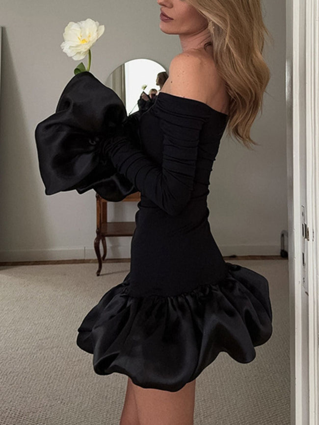 Off - Shoulder Ruffle Hem Mini Dress - Your Second Look
