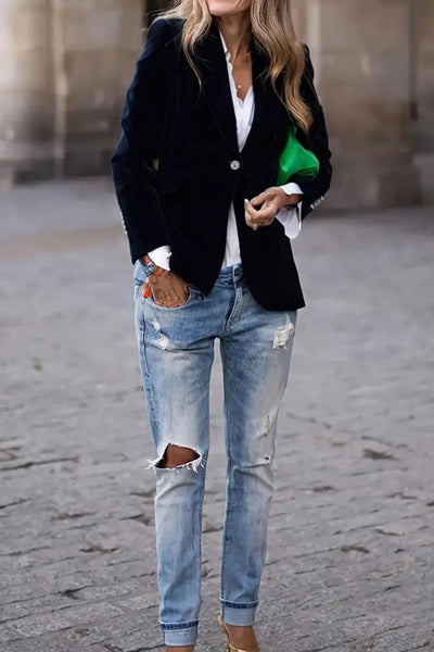 One Button Lapel Collar Blazer - Your Second Look