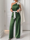 One - Shoulder Bowknot Wide Leg Jumpsuit - Your Second Look