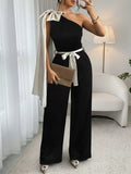 One - Shoulder Bowknot Wide Leg Jumpsuit - Your Second Look