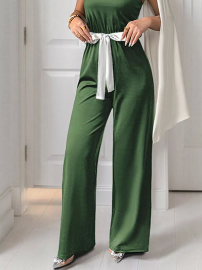 One - Shoulder Bowknot Wide Leg Jumpsuit - Your Second Look