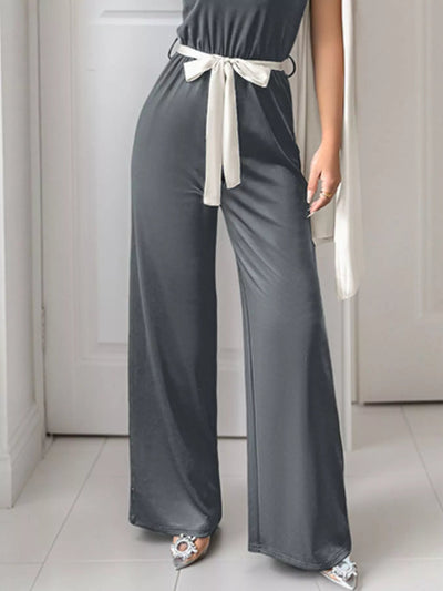 One - Shoulder Bowknot Wide Leg Jumpsuit - Your Second Look