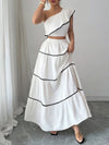 One - Shoulder Ruffle Top and Skirt Two - Piece Set - Your Second Look