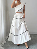 One - Shoulder Ruffle Top and Skirt Two - Piece Set - Your Second Look