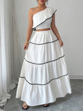 One - Shoulder Ruffle Top and Skirt Two - Piece Set - Your Second Look