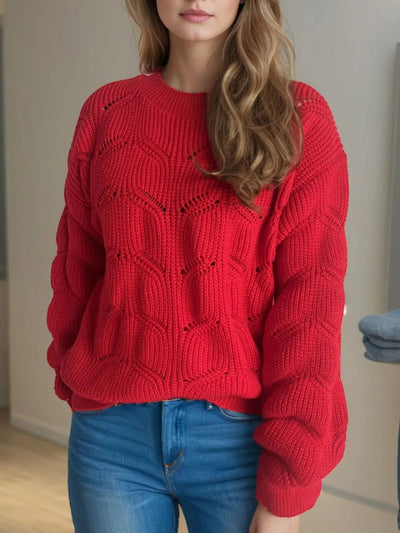Openwork Round Neck Sweater - Your Second Look