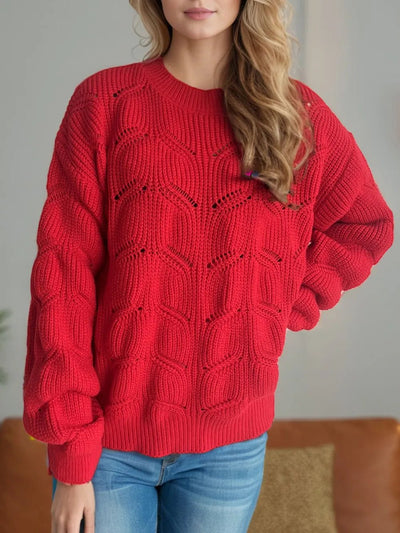 Openwork Round Neck Sweater - Your Second Look