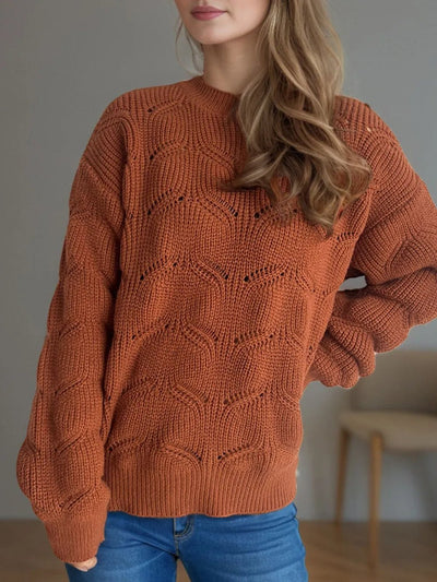 Openwork Round Neck Sweater - Your Second Look