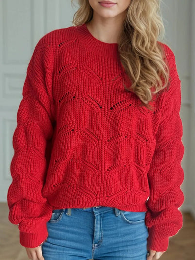Openwork Round Neck Sweater - Your Second Look
