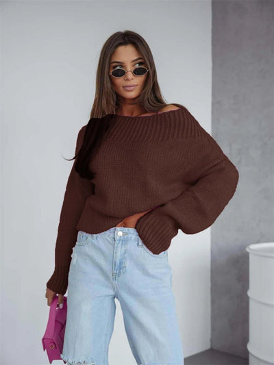 Oversized Boat Neck Drop Shoulder Sweater - Your Second Look